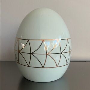 Pastel Mint Decorative Egg with Gold Geometric Accent